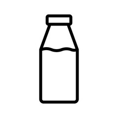 Minimalist milk bottle icon in a clean outline vector style, ideal for dairy packaging, nutrition labels, cafe branding, product listings, and web or app interfaces.