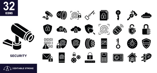 Security glyph icon set