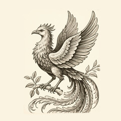 Phoenix Drawing Illustrator Artwork Banner Background Design Template 