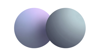 Two gray spheres, partially overlapping, on a black background