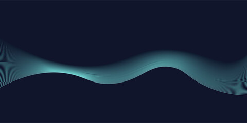 Abstract dark blue background with wave line pattern. Futuristic technology concept. Suit for banner, poster, cover, brochure, flyer. Vector illustration