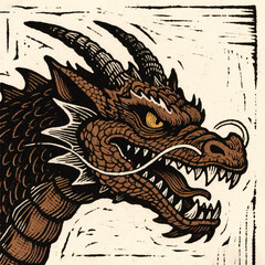 Dragon Monster Head Drawing Illustrator Artwork Banner Background Design Template 