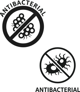 Antibacterial symbol icons no bacteria or virus prohibition sign for hygiene and protection concepts vector