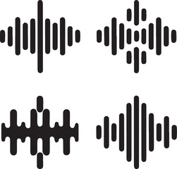 Obraz premium Sound Wave Silhouette Set, Sound Wave Vector Silhouette Bundle