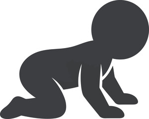 Silhouette icon of baby crawling forward simple minimalist design for childhood development and growth concepts vector