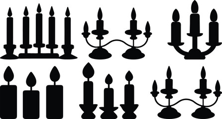 Set of three isolated candles vector illustration