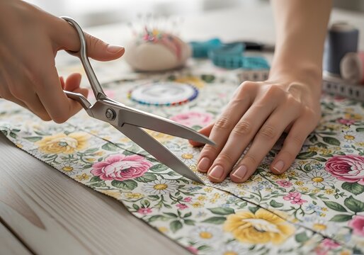 Crafting with floral fabric for creative projects and sewing accessories
