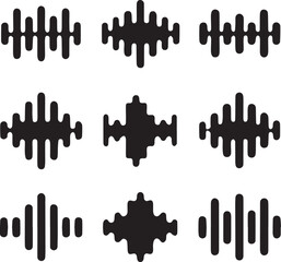 Obraz premium Sound Wave Silhouette Set, Sound Wave Vector Silhouette Bundle
