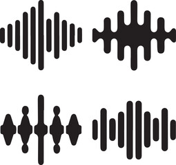 Obraz premium Sound Wave Silhouette Set, Sound Wave Vector Silhouette Bundle