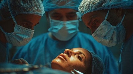 A surgical team performs a procedure while closely monitoring the patient, highlighting a moment of tension and focus in the operating room.