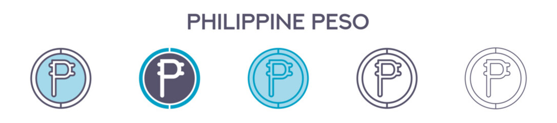 Philippine Peso Symbol Element For Design Graphic - Multi Styles