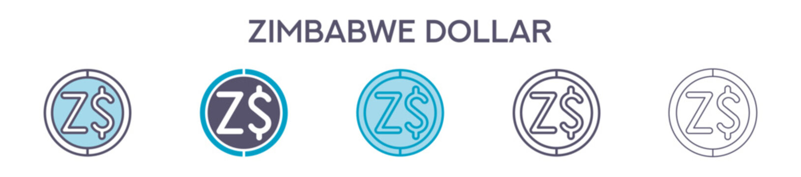 Zimbabwe Dollar Symbol Element For Design Graphic - Multi Styles