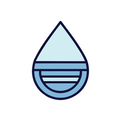 A clean and minimalist icon illustration of a water drop, symbolizing purity, hydration, and the importance of water conservation for a sustainable future.