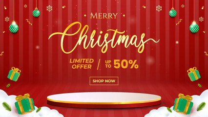 Merry Christmas Limited Offer Discount On Gifts And Holiday Decor