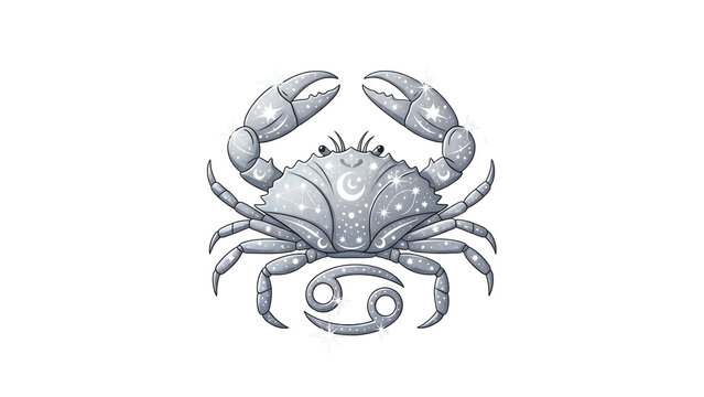 Stylized depiction of the astrological sign for Cancer featuring a celestial crab design against a dark background