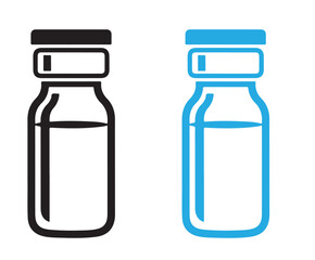 Illustration of a black and blue vial, representing medication, vaccine, and healthcare, suitable for medical and pharmaceutical purposes