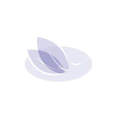 Modern minimalist illustration featuring overlapping purple leaves on a soft purple background, creating a sense of calm and quiet nature, perfect for branding.