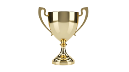 Polished golden trophy cup rendered against a solid black background