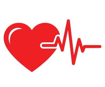 Illustration of a heart with an electrocardiogram ecg trace, a symbol of health, vitality, and medical care, it represents cardiology