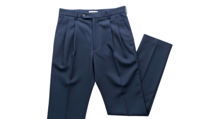 Tailored navy blue dress trousers display formal menswear detail