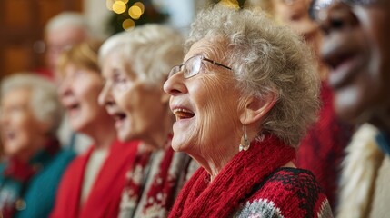A group of older people sitting in a row