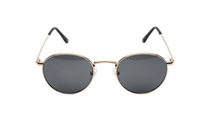 Round framed eyewear with metal detailing presented against a solid black background