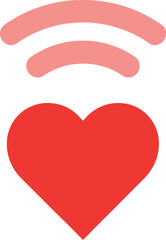 Vibrant red heart with subtle signal waves radiating upwards, symbolizing connection, love, or health data transmission.