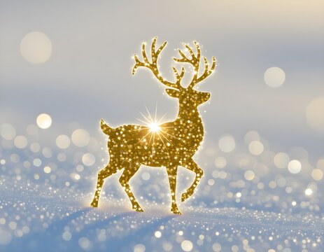 christmas deer on a snowy background - Powered by Adobe