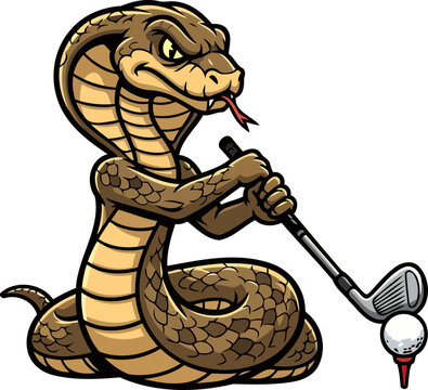 apex predator on the green a cobras fierce determination to ace the hole, isolated on transparent background