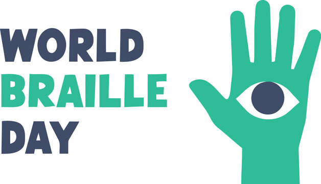 Celebrate World Braille Day with a symbolic hand featuring an eye, promoting literacy and inclusion for the visually impaired community globally.