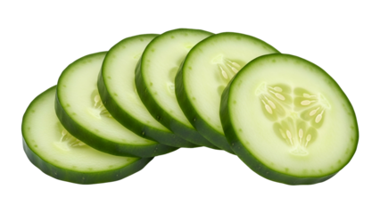Several overlapping slices of fresh green vegetable are displayed against a solid dark background