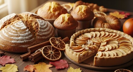 Delicious homemade chocolate cake with nuts, a tasty brown baked dessert snack