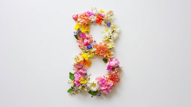Number 8 Formed by Flowers, Creative Decoration Art Material
