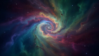 Vibrant Spiral Galaxy Nebula in Deep Space | Cosmic Whirlpool of Color and Stars | Majestic Galactic Spiral with Rainbow Hues