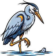 Obraz premium intense blue heron concentrates on its next catch, demonstrating natures focus, isolated on transparent background