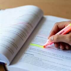Hand Highlighting Text in Study Book