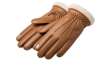 Warm leather gloves lined with plush fleece rest against a solid dark background