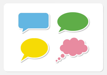 Four Colorful Speech and Thought Bubbles.