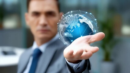 Businessman holding illuminated globe concept digital communication - Powered by Adobe