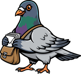 Obraz premium swift feathered messenger delivering important correspondence with unwavering cartoon charm, isolated on transparent background