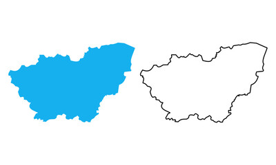 Fototapeta premium Map of South Yorkshire an administrative county of England. Map with detailed outlines and blue silhouettes