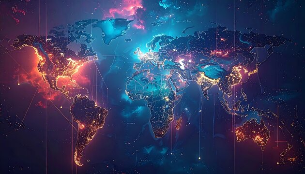 Cosmic World Map Nebula Galaxy Universe.