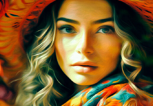 Orange And Red Oil Paint Photo Effect