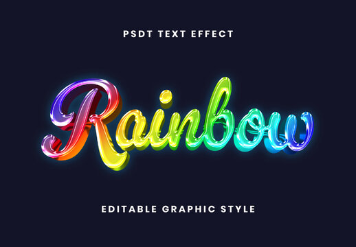 Colorful Rainbow Text Effect Script Neon Glossy Font