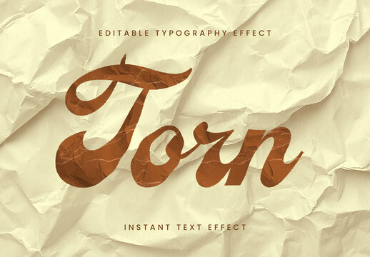 Dark Orange Wrinkled Vintage Paper Text Effect Script Elegant Scrumpled Font
