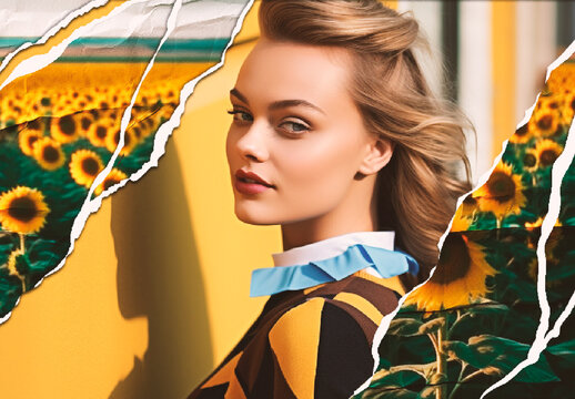 Golden Collage Poster Photo Effect
