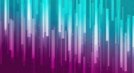 Abstract vertical streaks of vibrant turquoise and magenta light effects isolated on transparent background