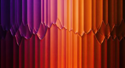 Abstract flowing liquid splashes and drips in vibrant purple and orange gradient light isolated on transparent background