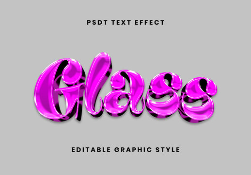 Purple 3D Glass Text Effect Chrome Glossy 3D Font