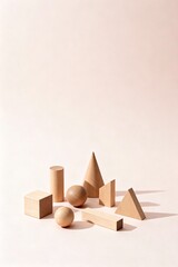 Minimal Wooden Geometric Blocks Set
